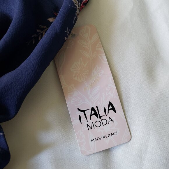 Italia Moda Floral A-Line Sleeveless Belted Lace Trim Mini Dress - Picture 3 of 9